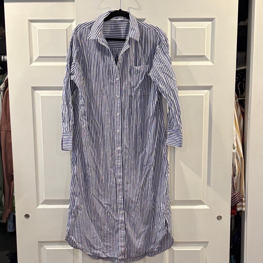 Blue Striped Shirt Dress
